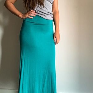 Teal cotton maxi skirt